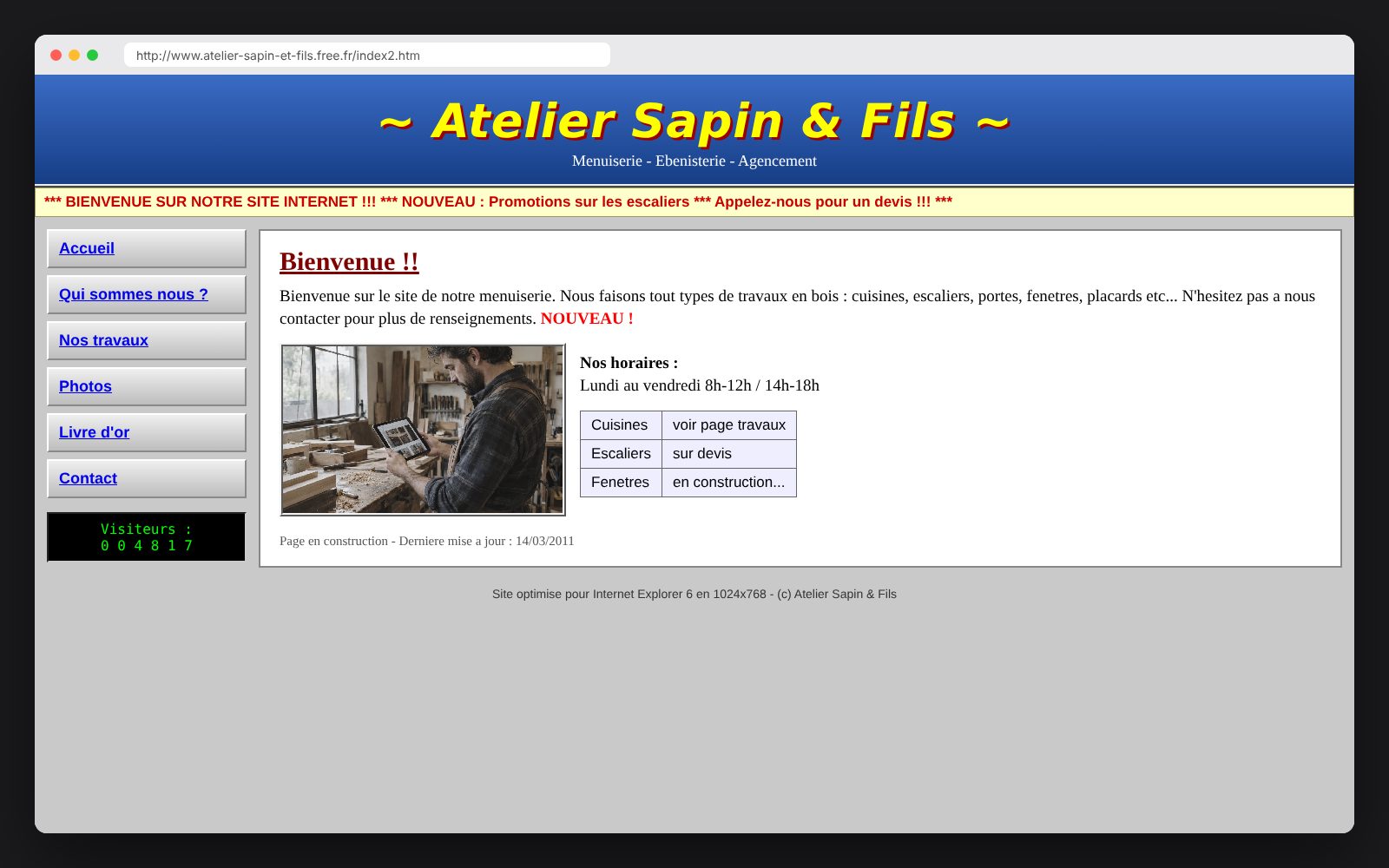Avant : ancien site daté et difficile à lire
